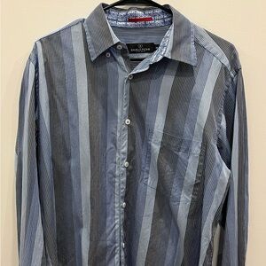 Bugatchi Uomo Striped Button Down Shirt Blue Long Sleeve Men’s M